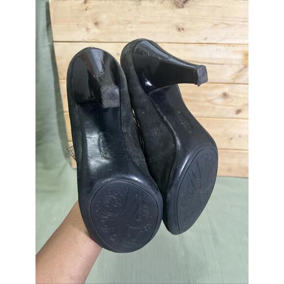 I  Love Comfort Mary Jane Pump Black Suede Leather Casual Strap Heels Sz 8.5 Y2k - Picture 7 of 9